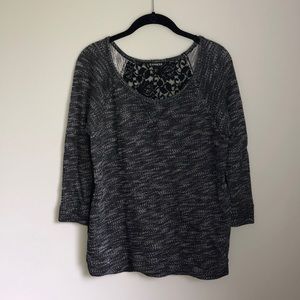 3/4 Sleeve Mesh Sweater with Lace Back